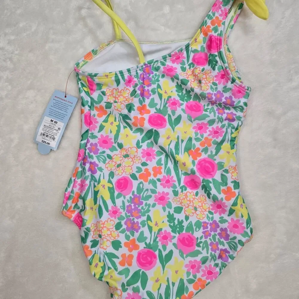 Cat & Jack Girls Floral One-Piece Swimsuit size m (8) NWT